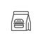 Burger paper bag line icon