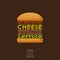 Burger recipe infographic. Lettering. A classic cheeseburger illustration.