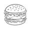 Burger sandwich coloring book vector