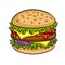 Burger sandwich pop art vector illustration