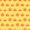 Burger seamless pattern. Burger of different types in retro color palette. Food concept in flat design