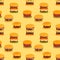 Burger seamless pattern. Fast food pattern. Vector.