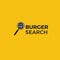 Burger Search delivery service logo. Magnifying glass with a hamburger icon