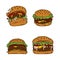 Burger set, hamburgers, with lettuce tomatoes and cheese, fast food