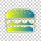 Burger simple sign. Blue to green gradient Icon with Four Roughen Contours on stylish transparent Background. Illustration