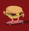 Burger skating on longboard
