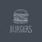 Burger Sketch Style Chalk On Blackboard Menu Item