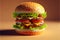 Burger with Splashing Sauce on a Dark and Moody Background AI Generative