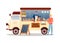 Burger street food market truck, van car vehicle transport with hamburger fries and beer