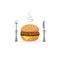 Burger stylized icon with fork and knife