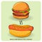 Burger vs Hamburger. Flat vector illustration. Vibrant color. Web banner. Template