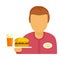 Burger waiter icon, flat style