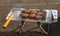 Burgers being cooked on portable BBQ