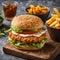 Burgers commercial photography, crispy chicken burger, fast food concept