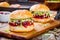 Burgers with a cutlet of turkey, cranberry sauce and salad