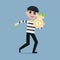 Burglar running away with bag of money,Thief cartoon