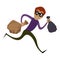 Burglar running icon, cartoon style