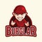 Burglar Wearing All Red Clothes Color Logo Illustration