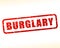 Burglary red text stamp