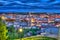 Burgos aerial view skyline sunset with Cathedral