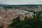 Burgos Cathedral and city panorama at sunrise. Burgos, Castile and Leon, Spain - nov, 2021