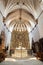 Burgos, Spain - April 13, 2019: Interior of Gothic monastery Cartuja de Miraflores in Burgos, Castilla y Leon, Spain.