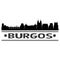 Burgos Spain Europe Euro Icon Vector Art Design Skyline Night Flat Shadow