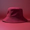Burgundy Bucket Hat On Maroon Surface - Hyperrealistic Vray Tracing Composition