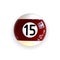 Burgundy Red Stripped Pool Billiard Ball Number 15 Isolated on White Background.