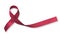 Burgundy ribbon for multiple myeloma cancer and Sickle-Cell Anemia awareness isolated on white background clipping path