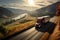 Burgundy Semi Truck Refrigerated Cargo Transportation. AI