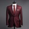 Burgundy Suit Mannequin Polished Craftsmanship In Chromatic Minimalism