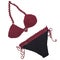 Burgundy swimsuit. Beach wardrobe. Isolate. White background. Fashionable concept