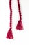Burgundy tassels for a knitted dress on a white background