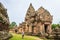 BURIRAM, THAILAND - August 5, 2023: Tourists visit Prasat Khao Phanom Rung is a stone laterite castle.