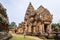 BURIRAM, THAILAND - August 5, 2023: Tourists visit Prasat Khao Phanom Rung is a stone laterite castle. Thailand.