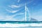 Burj Al Arab hotel in Dubai UAE view from the sea and beach