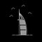 Burj Al Arab Skycraper Tower. Dubai Landmark Building. Outline Icon Vector Design