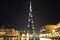 Burj Dubai skyscraper night time general view