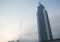 The burj Khalifa covered in mist shot from sheik zayed road, dubai,uae