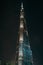 Burj Khalifa in Dubai downtown at night - highest tower building in world, famous UAE landmark