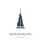 burj khalifa icon in trendy design style. burj khalifa icon isolated on white background. burj khalifa vector icon simple and