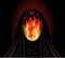 Burka is like a prison. Fire muslim woman in burqa, background vector