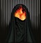 Burka is like a prison. Muslim woman in burqa with flame and metal bars, background vector