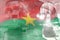 Burkina Faso science development conceptual background - microscope on flag. Research in biology or chemistry, 3D illustration of