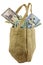 Burlap bag cash money isolated white