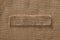 Burlap Fabric Frame Piece Label over Sack Cloth Linen Hessian