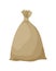 Burlap farmer bag for flour, rice or salt. Farm production in brown textile bale, closed with product inside. Cartoon