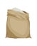 Burlap farmer bag for flour, rice or salt. Farm production in brown textile bale, opened with product inside. Cartoon