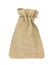 Burlap gift bags on isolated white background